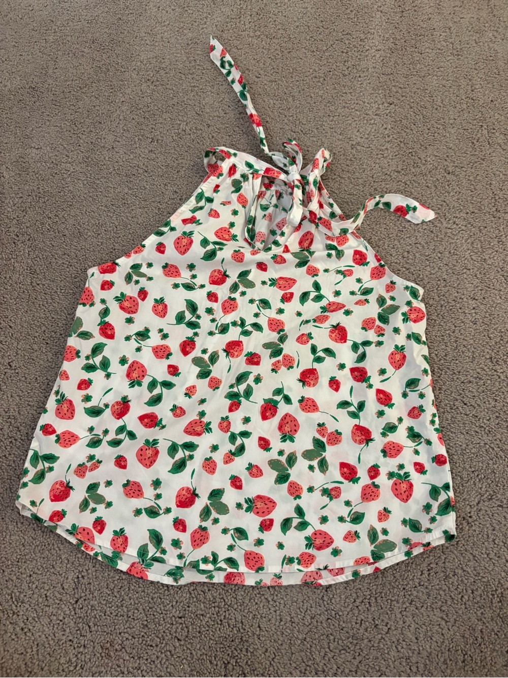 J Crew White Strawberry Print Halter Top